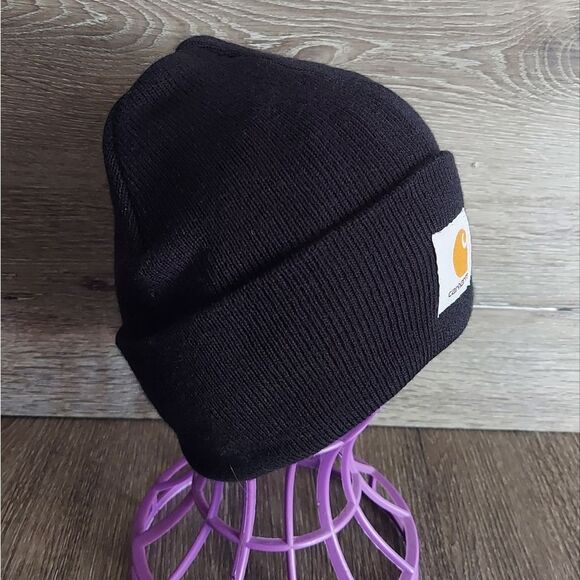 Carhartt Black Knit Hat with Logo - Picture 3 of 3